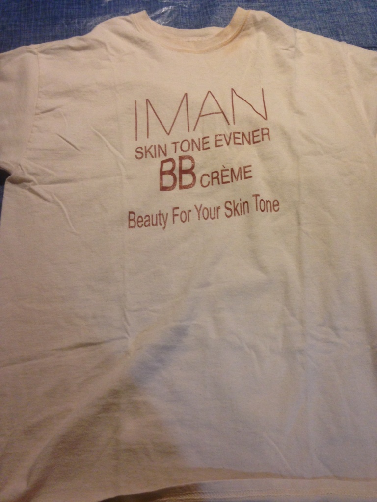 This was the tshirt IMAN Cosmetics sent, I want it to make it a little more fashionable and cute to I added my own personal touch.